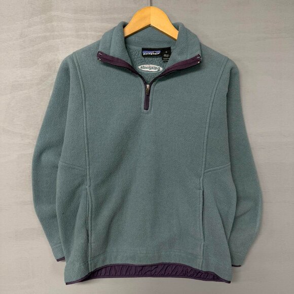 Vintage Patagonia Anorak 1/4 Zip Synchilla Fleece Cyan Blue XS - Picture 2 of 7